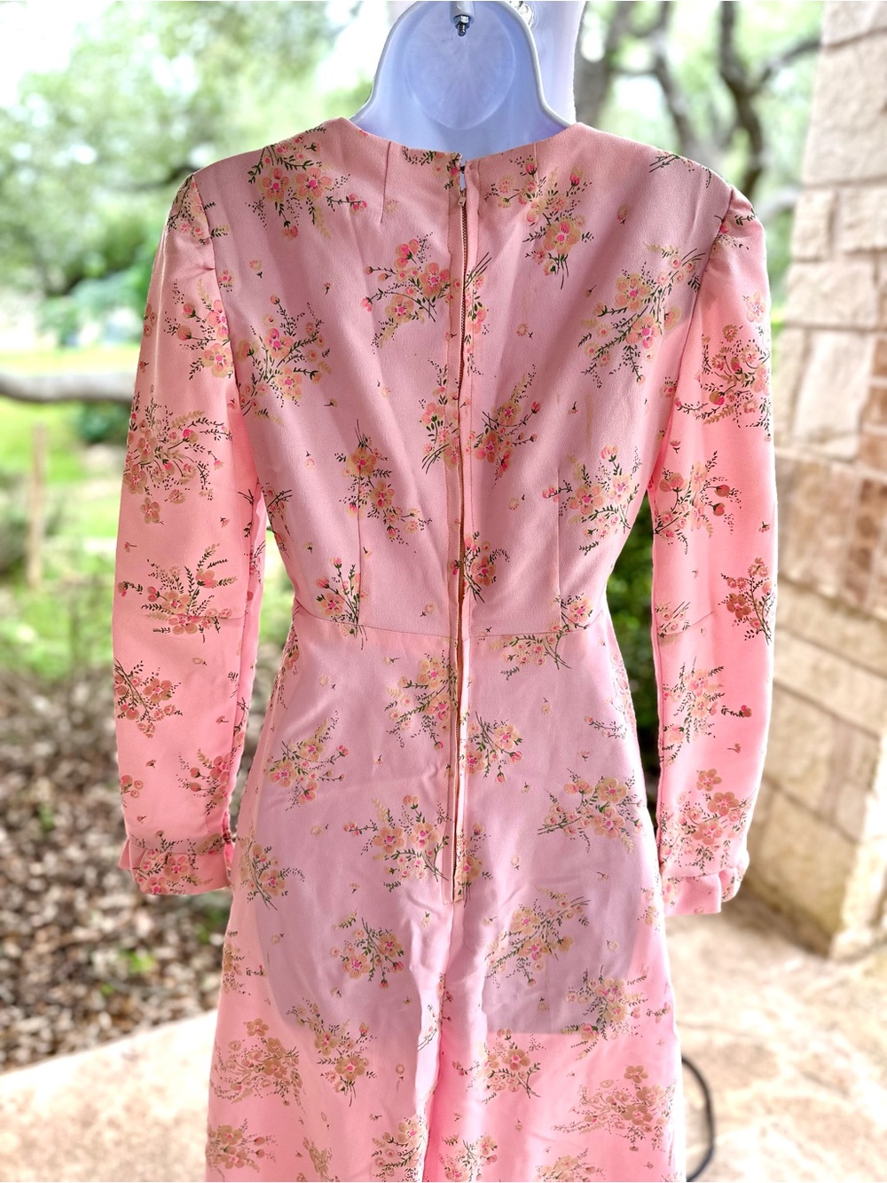 STUNNING Handmade Cottagecore Vintage Pink Floral Long Sleeve Maxi Dress - Picture 12 of 16